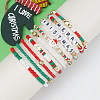 9Pcs Christmas Acrylic & Polymer Clay & Glass Beads Stretch Bracelets QX4351-7-3