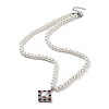 304 Stainless Steel Colorful Cubic Zirconia Rhombus Pendant Necklaces STAS-Z114-23P-4