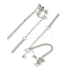 Rertangle Alloy Chain Tassel Clip-on Earrings for Women Men EJEW-C093-02P-2