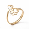 Ion Plating(IP) 201 Stainless Steel Heart & Dog Paw Prints Adjustable Ring for Women RJEW-K238-09G-3