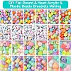 DIY Flat Round & Heart Acrylic & Plastic Beads Bracelets Making Kits DIY-FS0006-41-2
