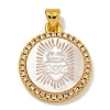 Rack Plating Brass Micro Pave Clear Cubic Zirconia Flat Round Pendants KK-U025-10G-09-1