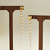 304 Stainless Steel & Plastic Pearl Tassel Stud Earrings WG7F267-01-4