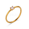 Flat Round 304 Stainless Steel Micro Pave Cubic Zirconia Finger Rings FS-WG2DA17-26-1