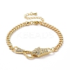 Cubic Zirconia Leopard Link Bracelet Brass Curb Chains for Women BJEW-G664-01G-05-1