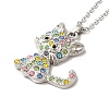 Alloy Rhinestone Cat Pandant Necklace with Cable Chains NJEW-K248-01P-01-2
