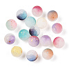 Frosted Baking Paint Crackle Glass Beads with Glitter Powder X-DGLA-T004-8mm-01A-1