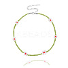 Bohemian Daisy Flower Glass Seed Beaded Necklaces with Alloy End Chains FS-WGC49A6-10-1