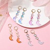 4 Pairs 4 Color Moon & Star Glass Dangle Leverback Earrings EJEW-JE05605-2