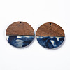 Transparent Resin & Walnut Wood Pendants X-RESI-T035-35C-2