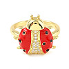 Brass Micro Pave Clear Cubic Zirconia Open Cuff Rings RJEW-R024-01G-4