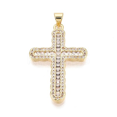 Brass Micro Pave Clear Cubic Zirconia Pendants KK-N268-92G-1