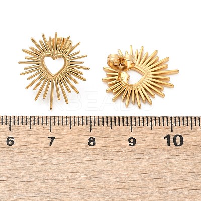 Ion Plating(IP) 304 Stainless Steel Hollow Out Heart Stud Earrings for Women EJEW-E271-02G-1