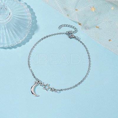304 Stainless Steel Cable Chain Anklets AJEW-AN00568-1