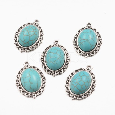 Synthetic Turquoise Pendants PALLOY-K215-09A-AS-1