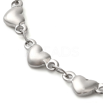 Non-Tarnish 304 Stainless Steel Heart Link Chain Bracelets for Women LS-BJEW-K237-07P-1