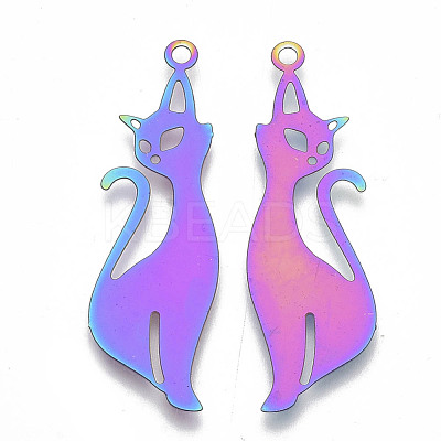 Ion Plating(IP) 201 Stainless Steel Kitten Pendants STAS-R102-25-1