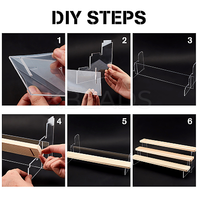 3-Tier Assembled Transparent Acrylic Organizer Display Risers ODIS-WH0029-89B-01-1