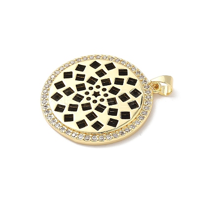 Brass Micro Pave Cubic Zirconia Resin Pendants KK-L239-047G-A-1