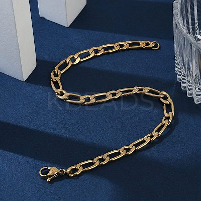 Ion Plating(IP) 304 Stainless Steel Figaro Chain Bracelets BJEW-L637-04A-G-1