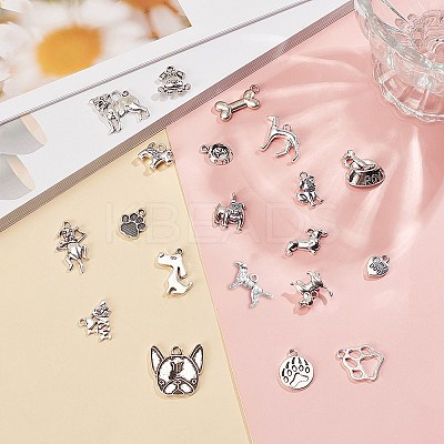 Tibetan Style Alloy Puppy Pendants TIBEP-SC0001-66AS-1