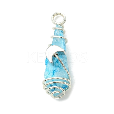 2Pcs Electroplated Natural Quartz Crystal Dyed Copper Wire Wrapped Pendants PALLOY-JF03166-02-1