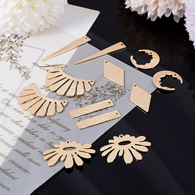 12Pcs 6 Styles Rack Plating Brass Pendants KK-TA0001-56-1