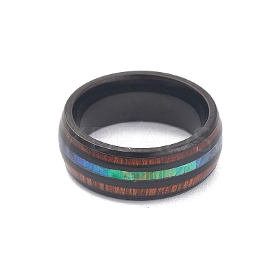 Ion Plating(IP) 304 Stainless Steel Paua Shell Cuff Ring for Women RJEW-M014-01B-E-1