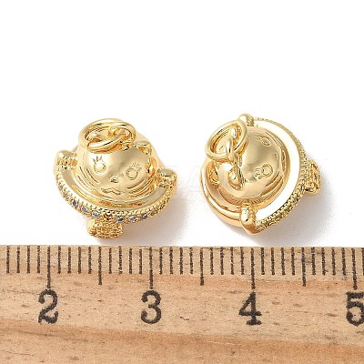 Brass Micro Pave Clear Cubic Zirconia Pendants KK-Q031-22G-1