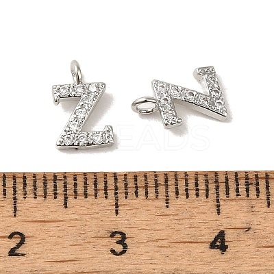Initial Letter Brass Micro Pave Cubic Zirconia Pendants ZIRC-F008-Z-1
