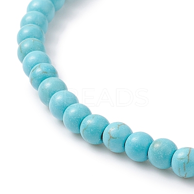 4Pcs 4 Style Dyed Synthetic Turquoise Starfish & Turtle Beaded Stretch Bracelets Set for Women BJEW-JB09338-1
