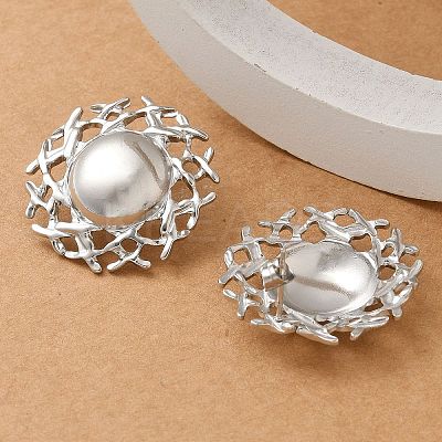 304 Stainless Steel Flat Round Stud Earrings for Women EJEW-M089-05P-1