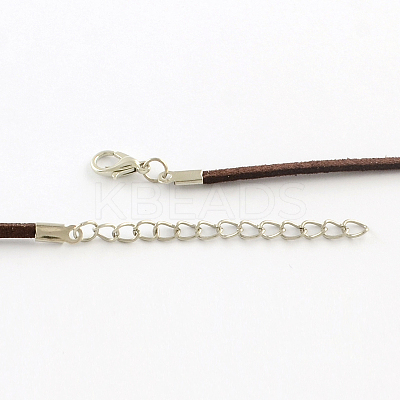 2mm Faux Suede Cord Necklace Making with Iron Chains & Lobster Claw Clasps NCOR-R029-02-1