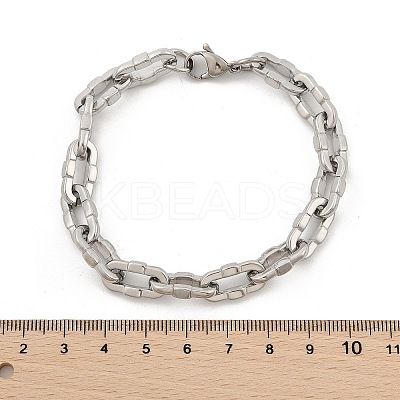 304 Stainless Steel Dapped Chain Bracelets for Women BJEW-F488-61P-1