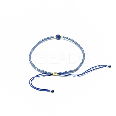 Adjustable Natural Lapis Lazuli Braided Bead Bracelets BJEW-F391-A10-1