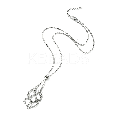 Tarnish Resistant 304 Stainless Steel Cable Chains Macrame Pouch Empty Stone Holder for Pendant Necklaces Making NJEW-TA00084-01-1