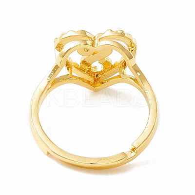 Real 18K Gold Plated Brass Alphabet Adjustable Rings RJEW-M139-18S-1