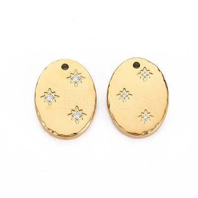 Ion Plating(IP) 304 Stainless Steel Micro Pave Clear Cubic Zirconia Pendants X-STAS-N097-114LG-NR-1