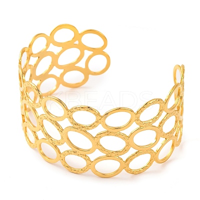 304 Stainless Steel Open Cuff Bangles for Women BJEW-G711-01F-G-1