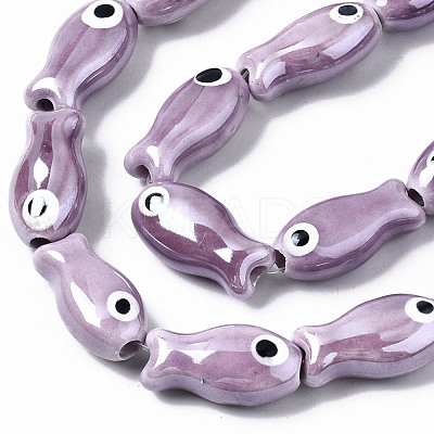 Handmade Porcelain Ceramic Beads Strands PORC-T006-03F-1