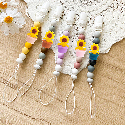 9Pcs 9 Colors Sunflower Silicone Beads SIL-CA0002-70-1