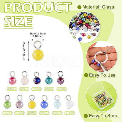 110Pcs 11 Style Glass Pendants PALLOY-TAC0305-1