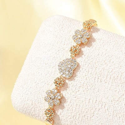 Brass Micro Pave Cubic Zirconia Link Chain Bracelets KK-R217-40G-1