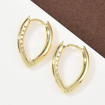 Brass Micro Pave Clear Cubic Zirconia Horse Eye Hoop Earrings EJEW-G446-04B-G-1