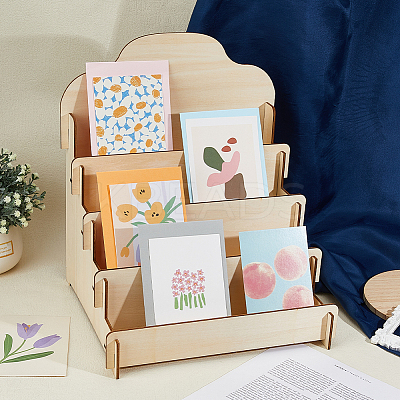 4 Tier Wooden Greeting Card Display Stand ODIS-WH0022-31-1