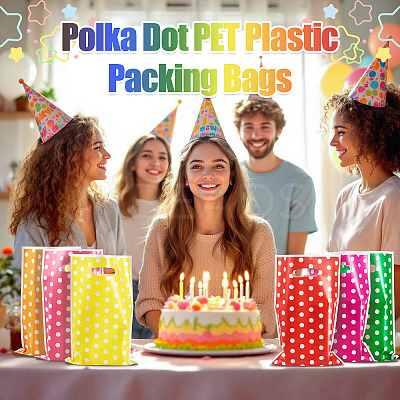 Polka Dot PET Plastic Packing Bags with Die Cut Hole Handle ABAG-TADJ0002-001D-1