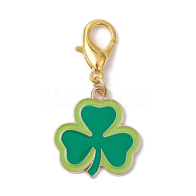 16Pcs 16 Styles Saint Patrick's Day Theme Alloy Enamel Pendant Decoration HJEW-JM02385-1