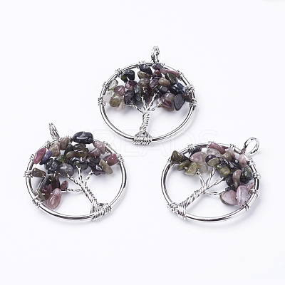Natural Multicolor Tourmaline Pendants G-E419-14P-1
