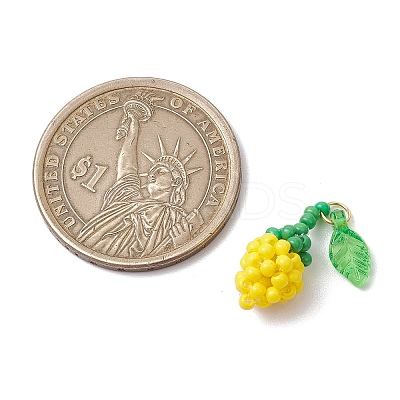 Glass Seed Beaded Rose Pendants PALLOY-MZ00627-01-1
