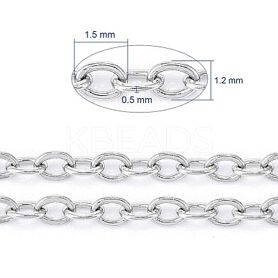 Non-Tarnish 3.28 Feet 304 Stainless Steel Cable Chains X-CHS-F007-01P-A-1